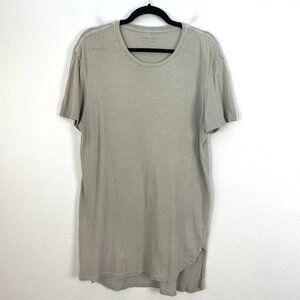 ALLSAINTS Mens Size Small Distressed Tan Long T Shirt Short Sleeve Tee